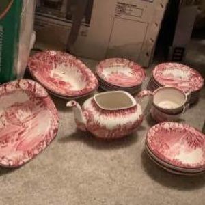 Enoch woods antique China set red and white